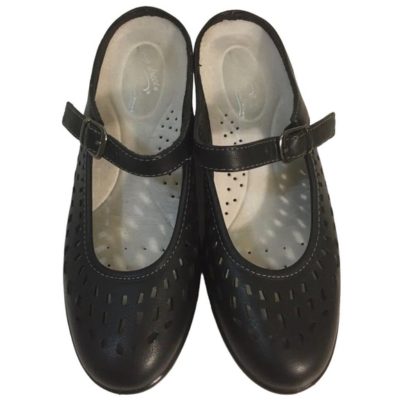 Easy Street Comfort Wave Chicago Faux Black Leather Slip On Mary Jane Clogs 6M - Picture 4 of 8